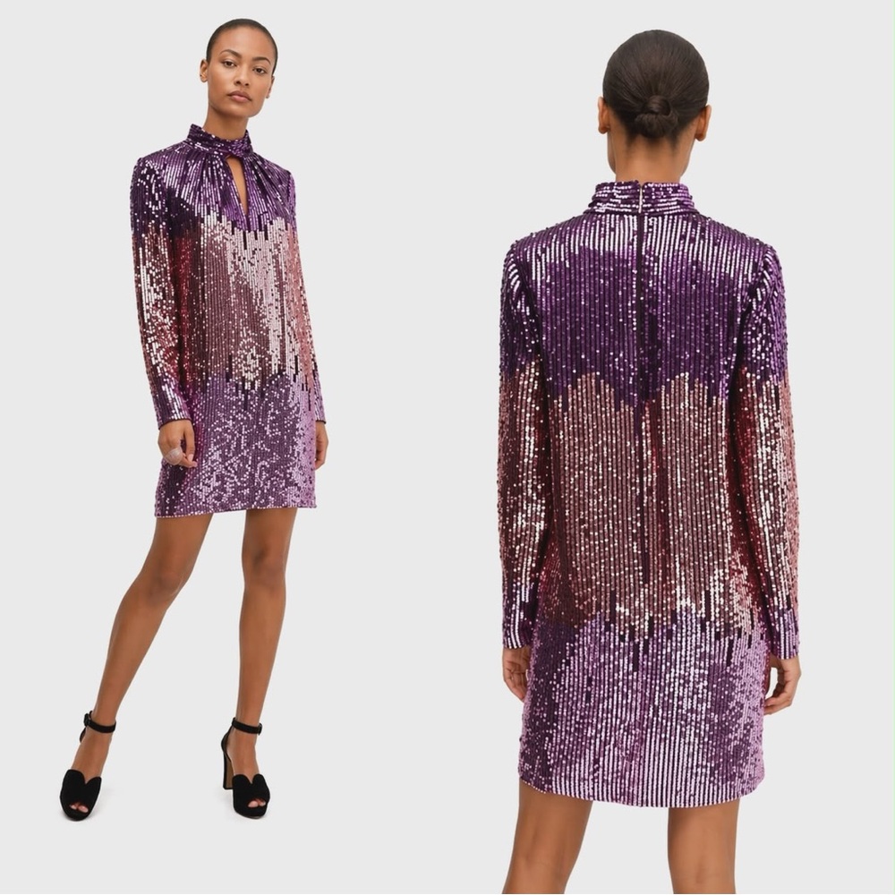 NWT Kate Spade Ombré Sequin Shift Mini Dress - Plum Tree - Size 10